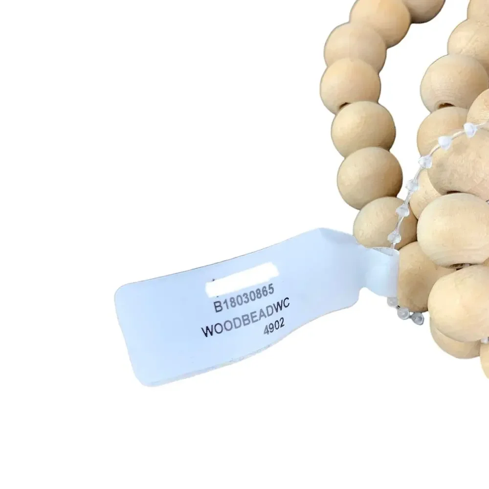 Wood Bead Stretch Bracelet Cowrie Shell and Tassel Boho Wooden Lot of 3